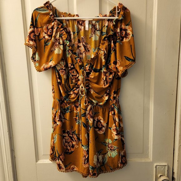 Mustard Floral Romper - Picture 1 of 5